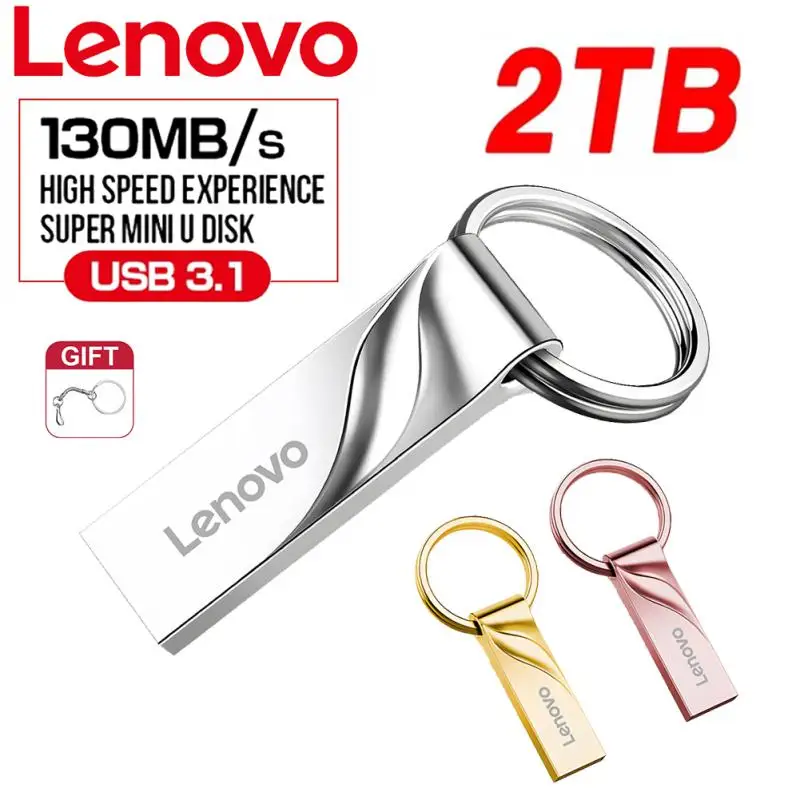 Lenovo Pen Drive 2TB High Speed Flash Memory Metal Pendrive 1TB Flash Drive 512GB USB 3.1 Memory Storage Device U Disk for PC