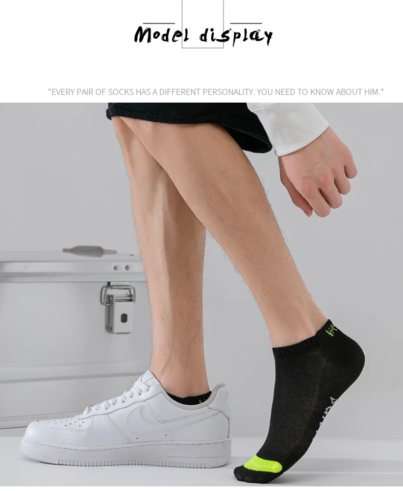5 Paar bunt gefärbte Knöchelsocken für Herren, atmungsaktiv, modisch, lässig, Street-Style, desodorierend, unsichtbare Reise-Laufsocken – Detail 6