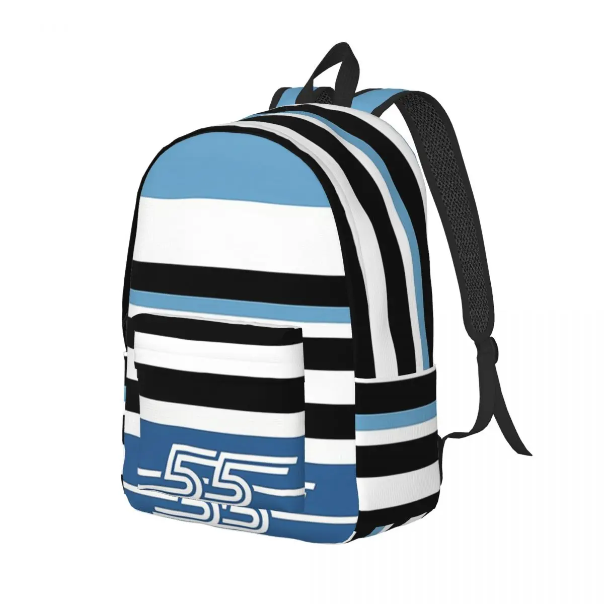 Carlos Sainz Stripe Motif Racing Color Blocks F1 Driver Backpack Daypack Large Capacity Children BookBag School Bag Shoulder