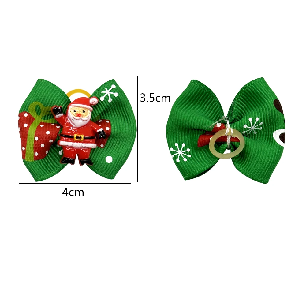 50/100PCS Christmas Decorate Dog Hair Bows Santa Clause Pet Hair Accessories Bows Rubber Bands for Small Dog Christmas Supplies