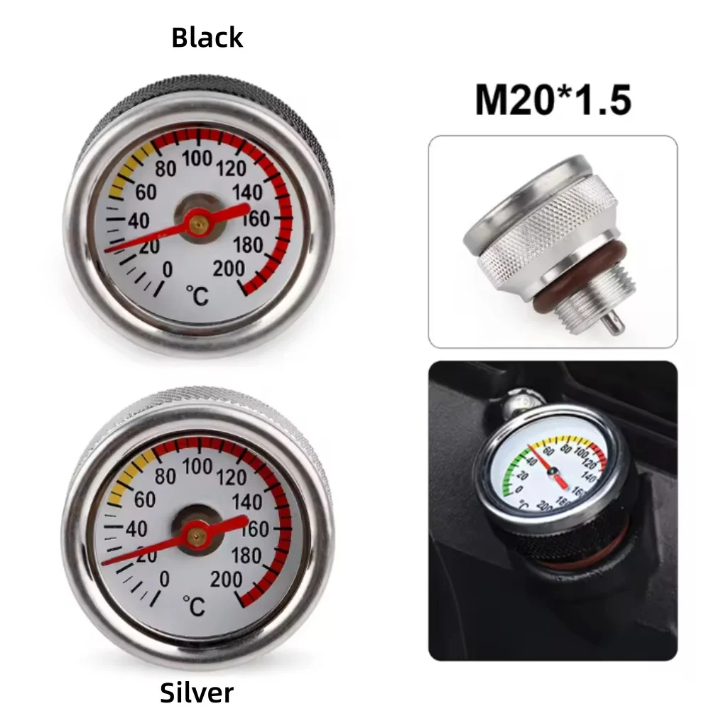 Jauge de température d'huile en alliage d'aluminium, filetage M20x1.5, échelle 0-200C, pour moto Haojue TR300 X350, accessoires de surveillance de la santé du moteur