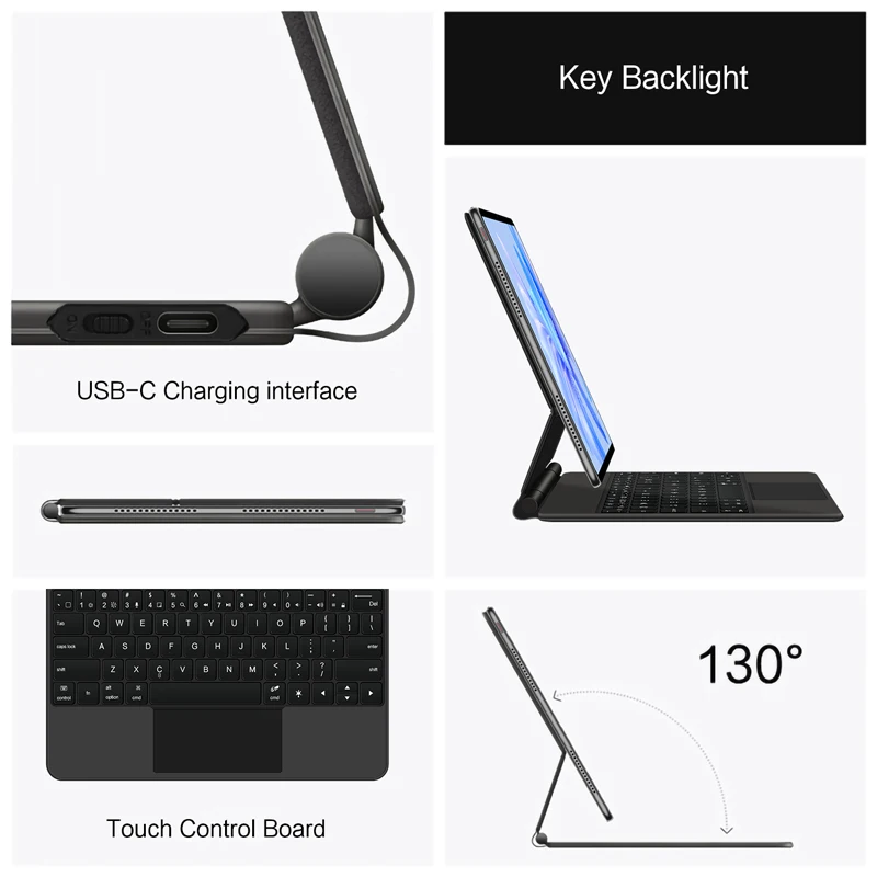 Imagem -05 - Backlight Magic Keyboard para Huawei Matepad Pro Smart Case Português Espanhol Árabe Alemão Teclado 12.6 in 2023