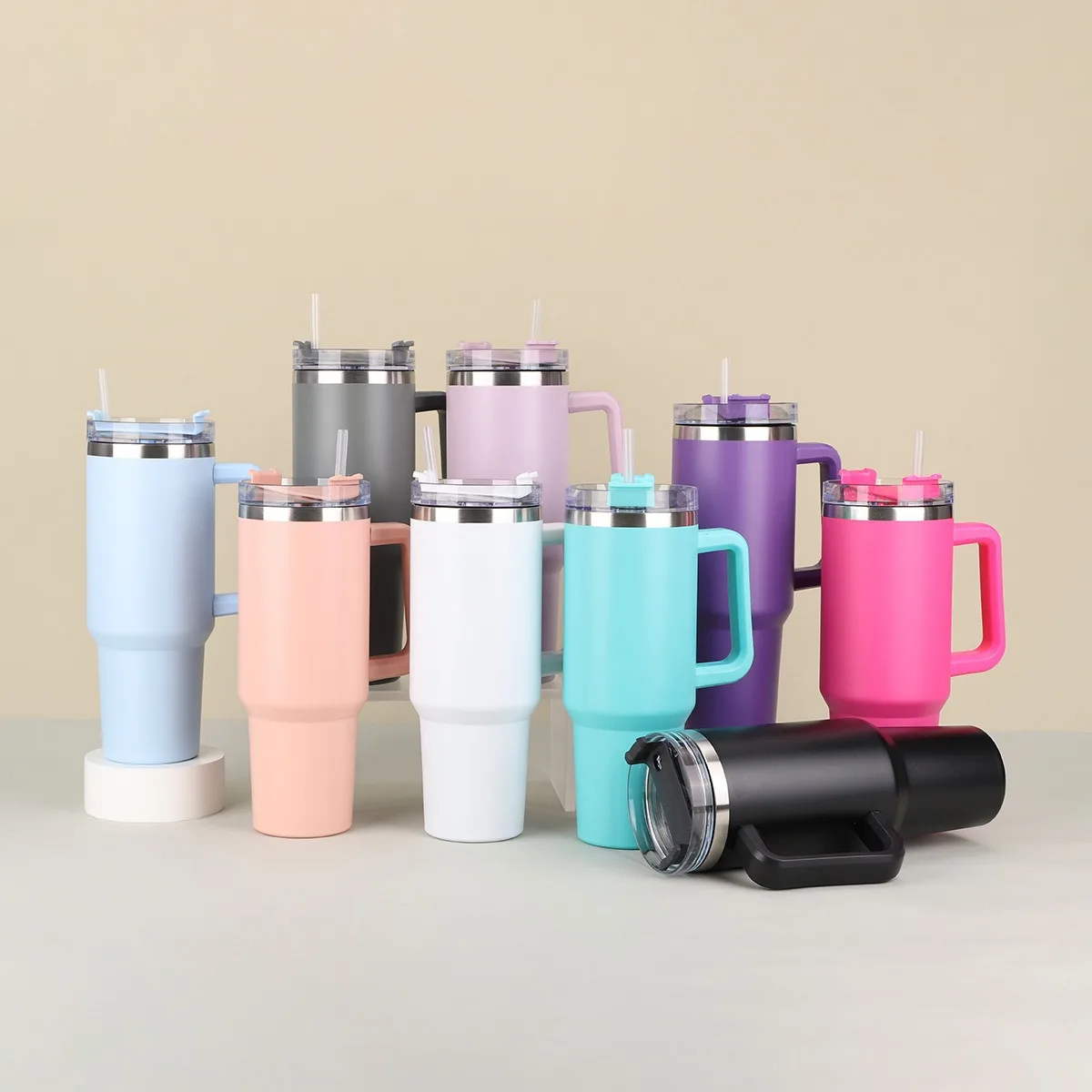 

40oz 304 Stainless Steel Tumbler - Leakproof Vacuum Flask for Hiking/Office/Car,FDA-Approved Coffee Mug with Straw & Handle