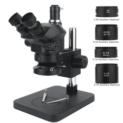 Laboratorio industriale Simul-Focal 50X 100X microscopio Stereo microscopio trinoculare + 0.5X 1.0X 0.7X 1.5X 2.0X obiettivo ausiliario