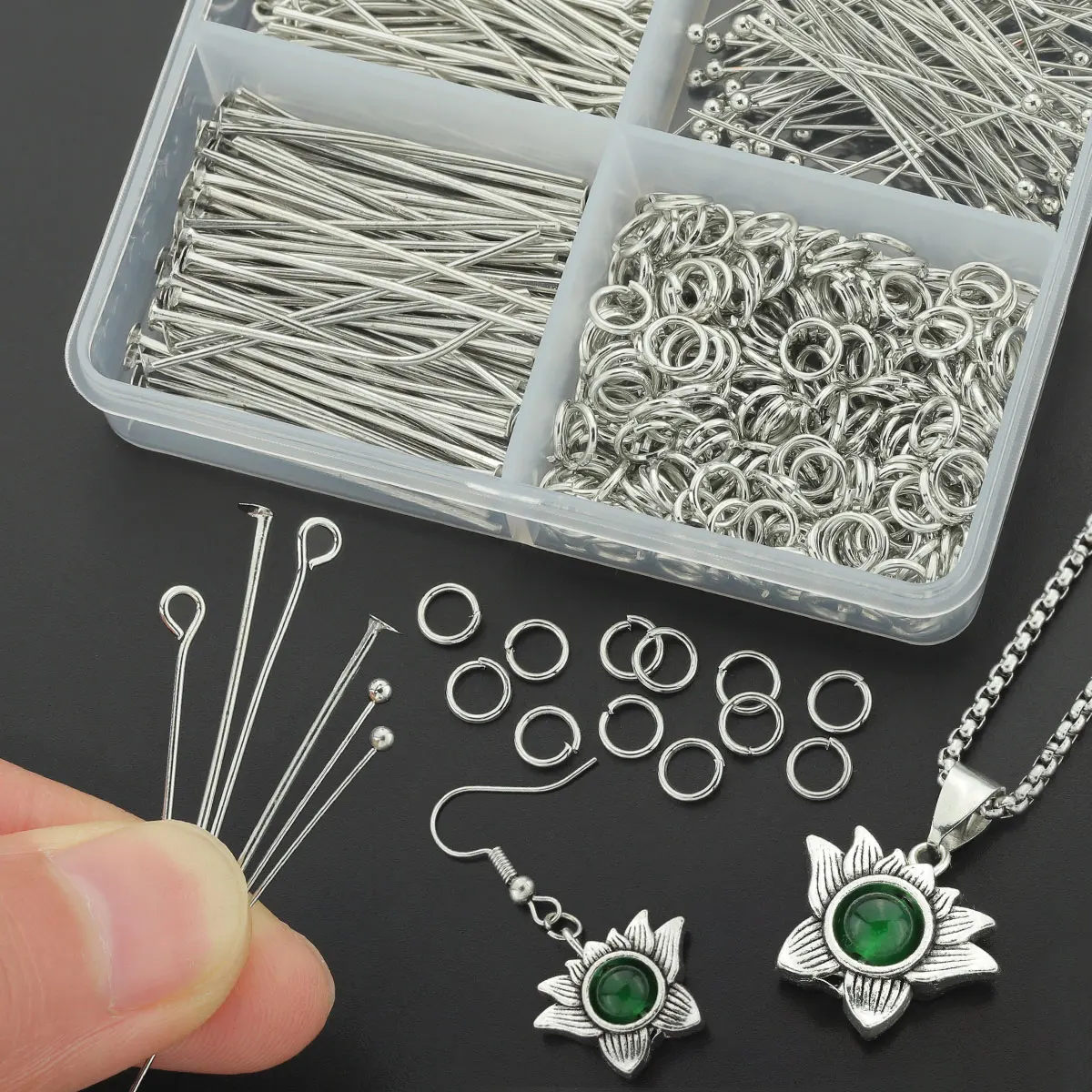 350 Pcs/Box Head Pin Making Kit - Suitable for DIY Pendants, Necklaces, Earrings and Jewelry Accessories Manufacturing