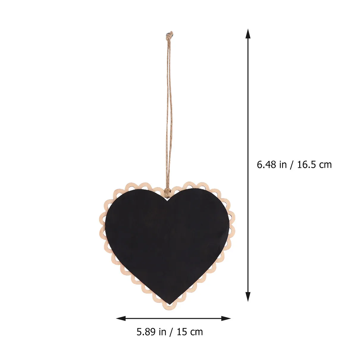 5Pcs Heart Shaped Mini Wooden Hanging Blackboard Chalkboard for Menu Table Numbers Greetings Messages Home Office Party Decor