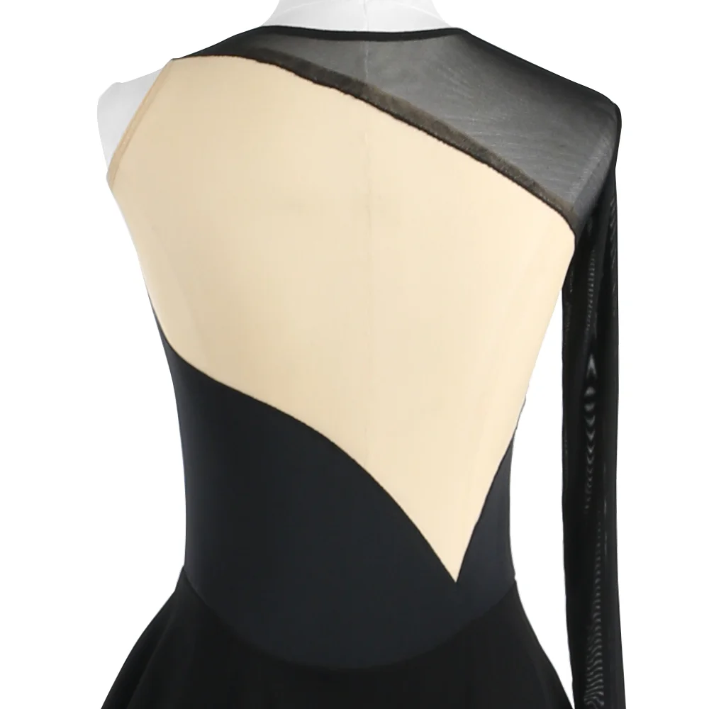 ZAGITOVA Eiskunstlaufkleid Damen Mädchen Eislaufrock Schwarzer Netzrock Kostüm ohne Diamanten