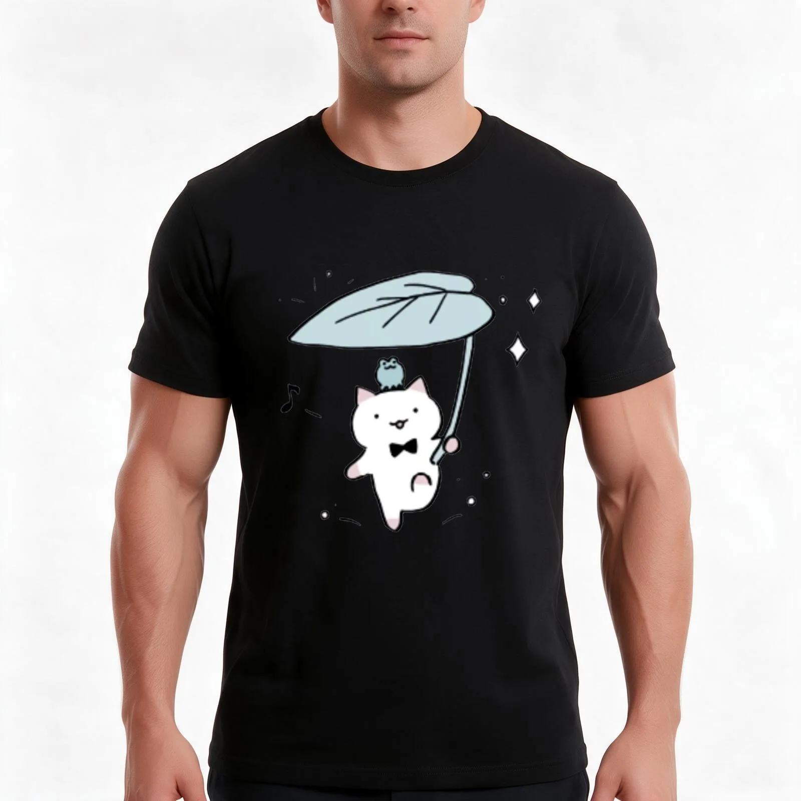 Frog Dance [Fushigi Neko no Kyuu-chan] T-Shirt, Summer Casual Cotton Tee, Oversized Streetwear Tops, Vintage Graphic Print