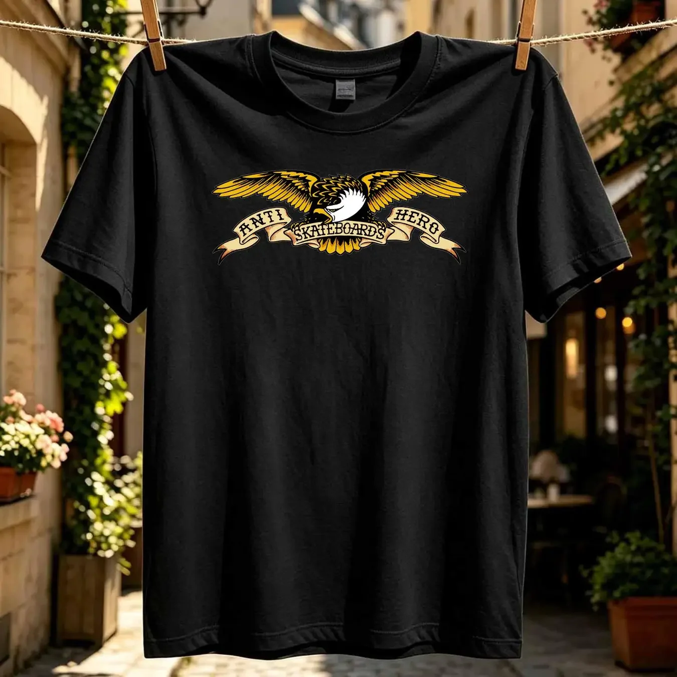 washed T Shirt Anti Hero EAGLE LOGO Skateboard GOLD vintage Washed streetwear Casual Breathable Stylish Versatile Comfortable