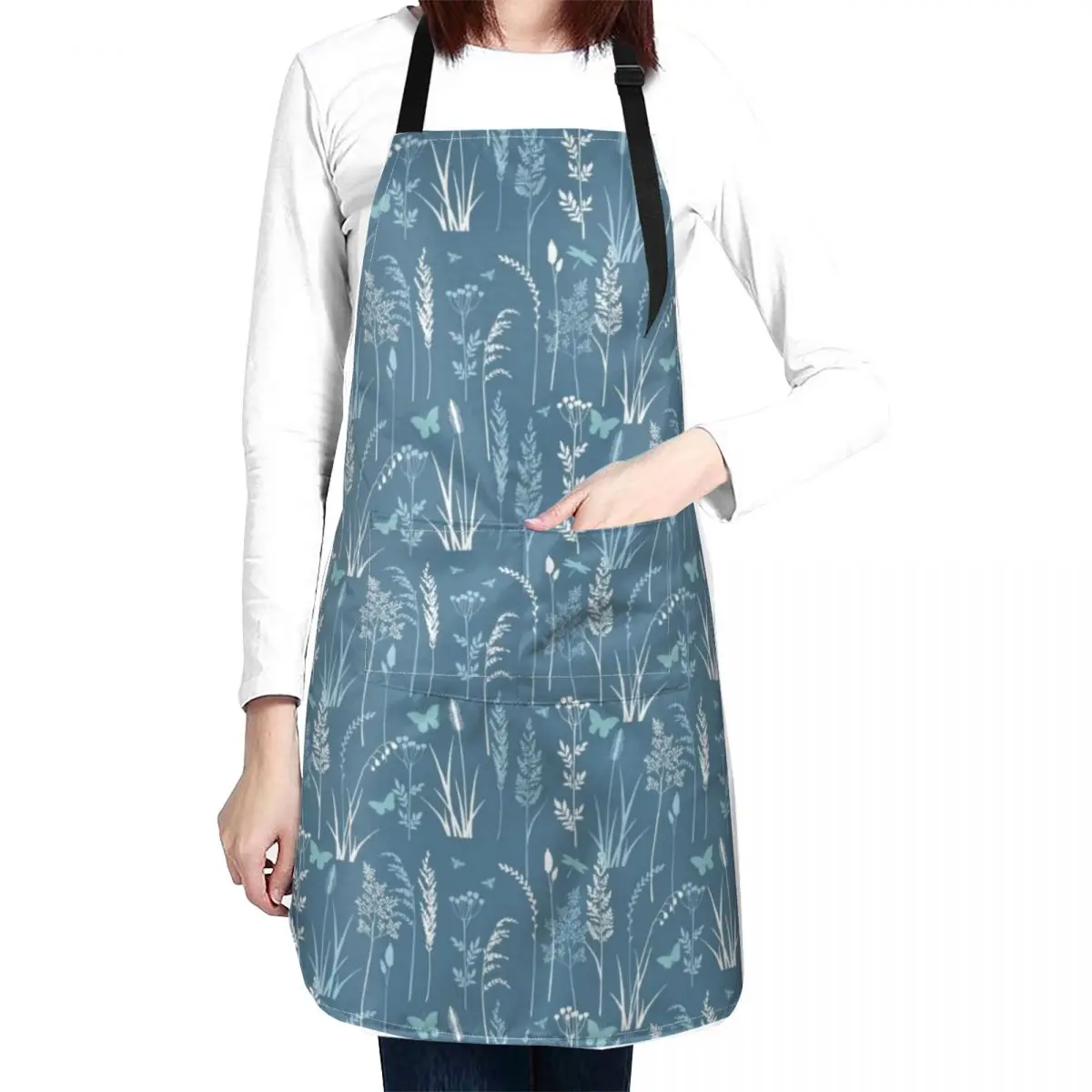 Wild grasses Apron Waterproof Kitchen For Women cleanings Apron