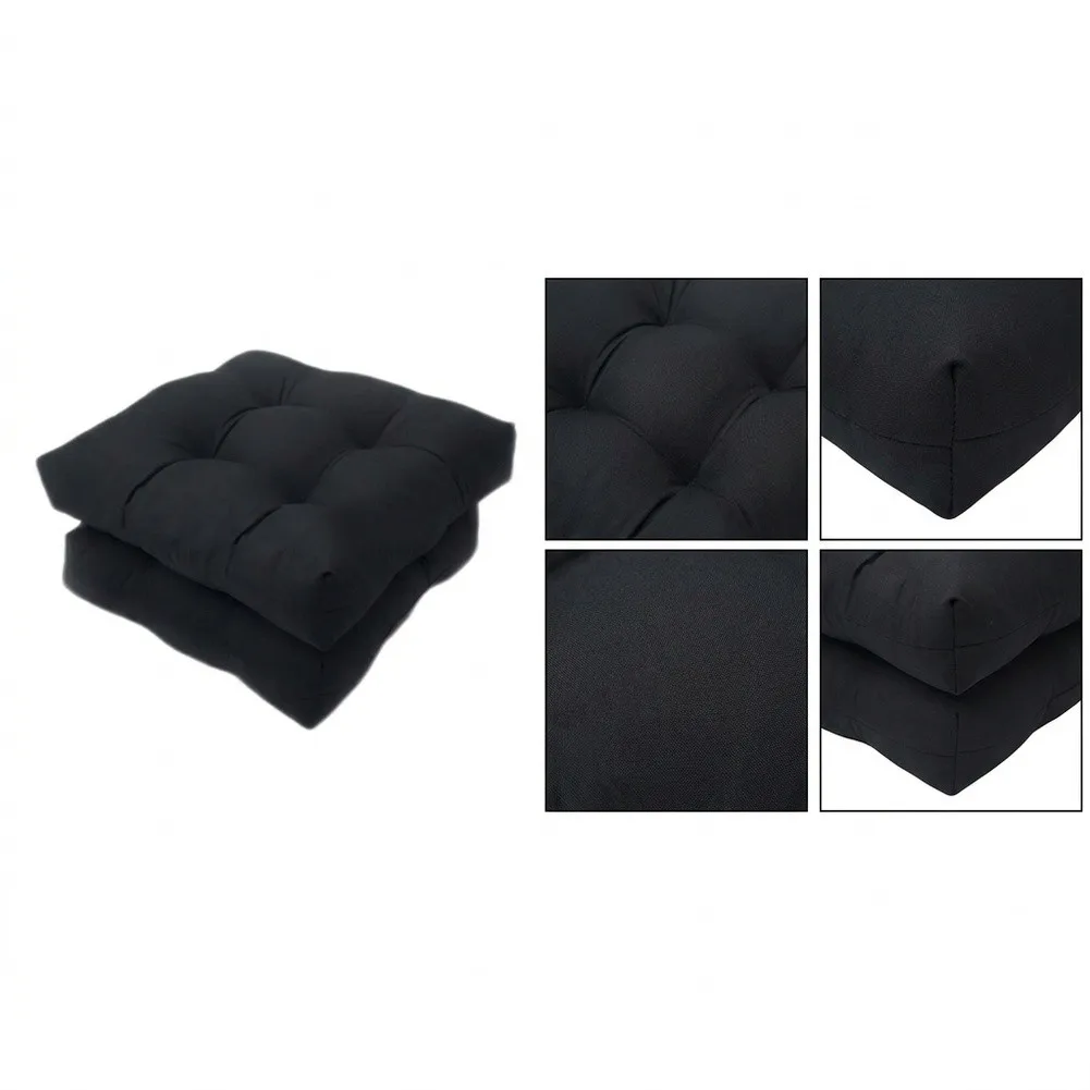 Waterproof Outdoor Chair Cushions 2PCS Tufted Polyester Fabric Elastic Filling for Patio Wood Aluminum Wicker Rattan Chairs