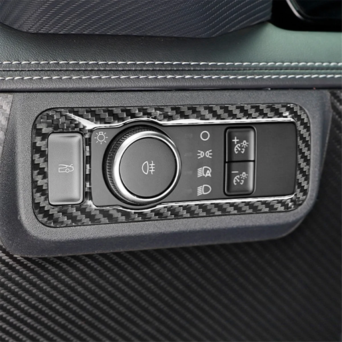 Carbon Fiber Car Dashboard Headlight Switch Frame for Ford Mustang 2024 Car Interior Accessories LHD