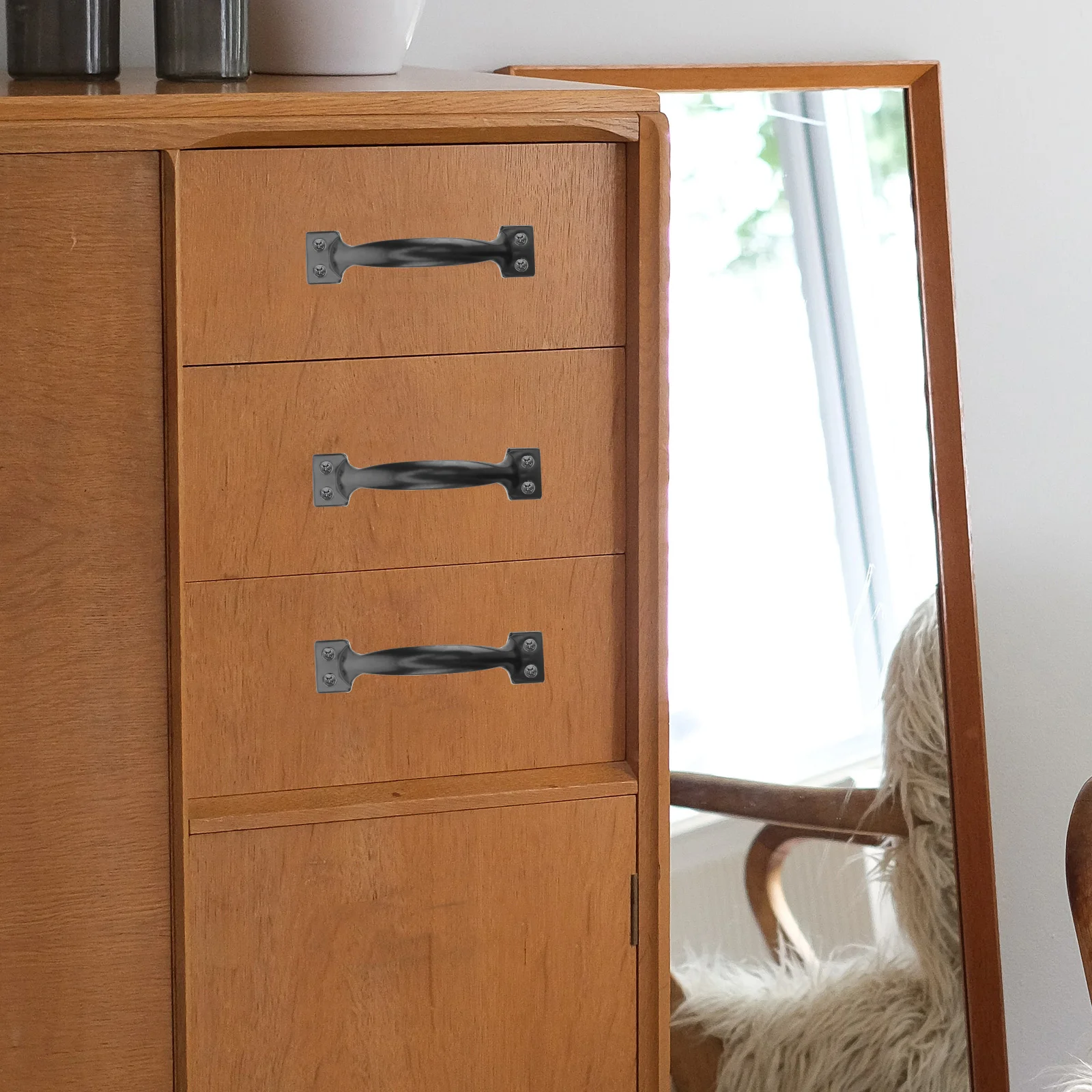 

10Pcs Black Door Handle Design Iron Material Smooth Surface for Cabinet Drawer Wardrobe Home Decor