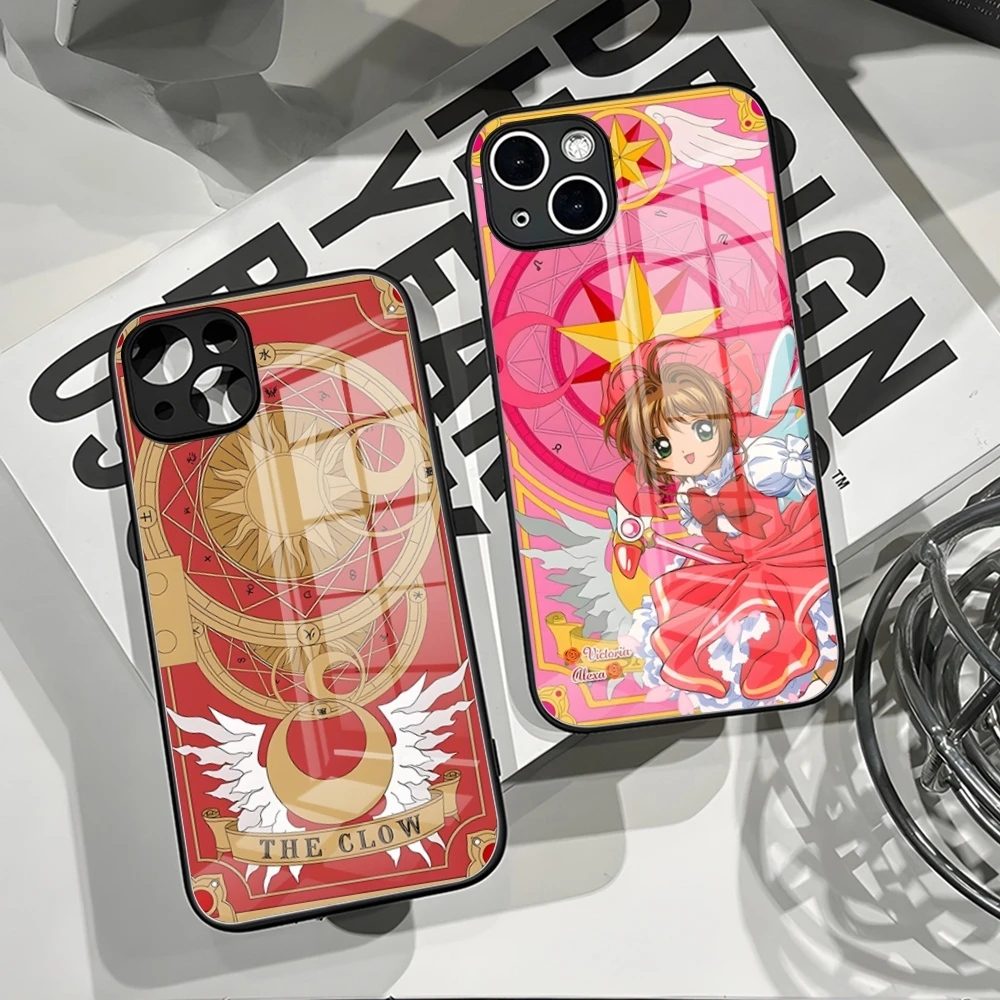 Card Captor SAKURA Cartoon Phone Case for iPhone 14 Pro Max 15 Pro 12 11 13 Mini X XR XS 8 7 Plus SE Tempered Glass Back Cover