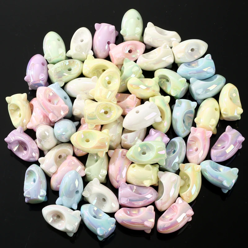 10Pcs 22x30mm Colorful Boat Shape Acrylic Loose Spacer Beads For Charm Jewelry Making DIY Handmade Bracelet Necklace Earring