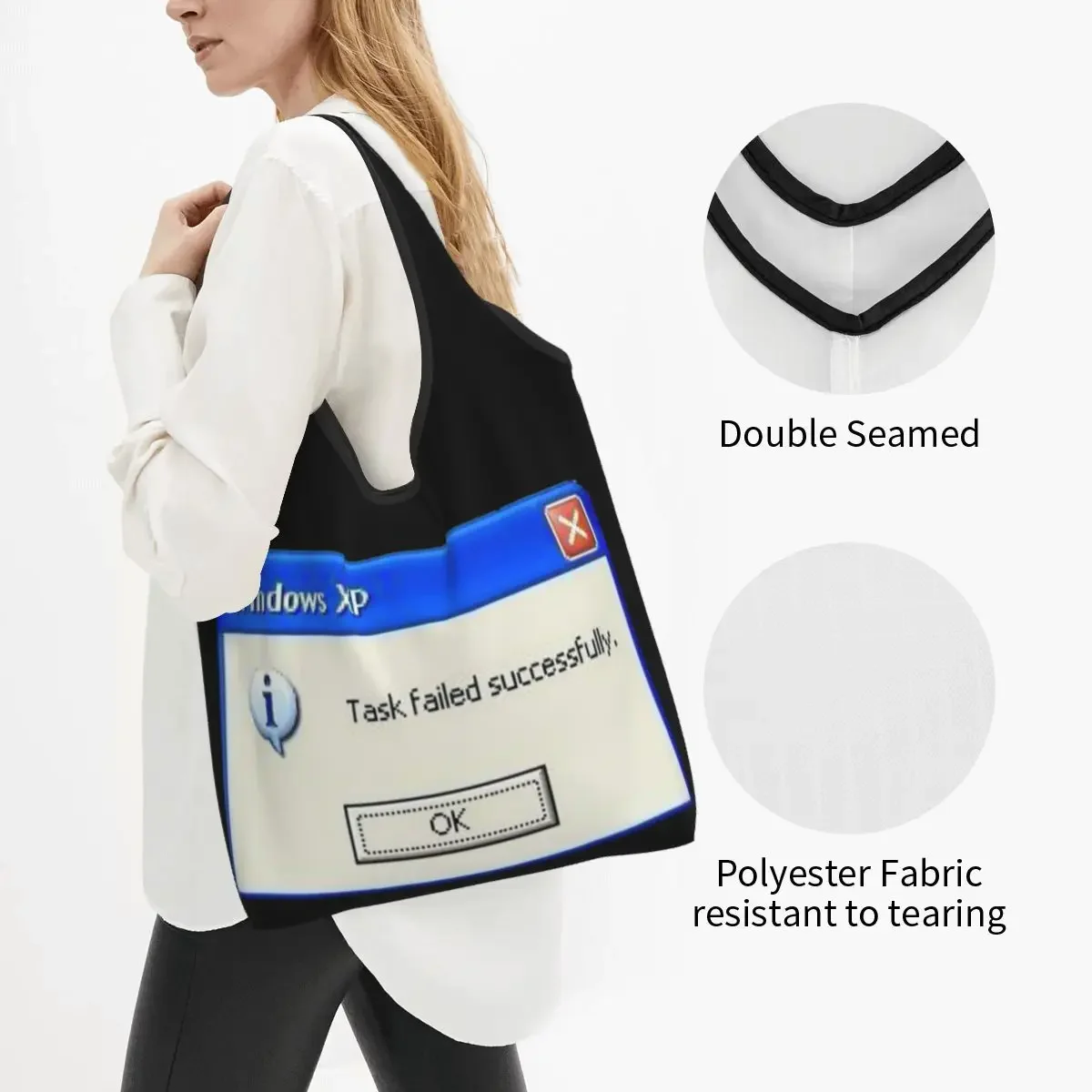 Windows Xp Fail Portable Tote Shopping Bags Reusable Shopper Bag Grocery Handbag Shoulder Bag