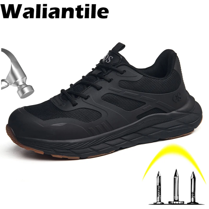 

Waliantile Comfort Men Work Safety Shoes Steel Toe Anti-smashing Working Boots Non-slip Puncture Proof Indestructible Shoes Male