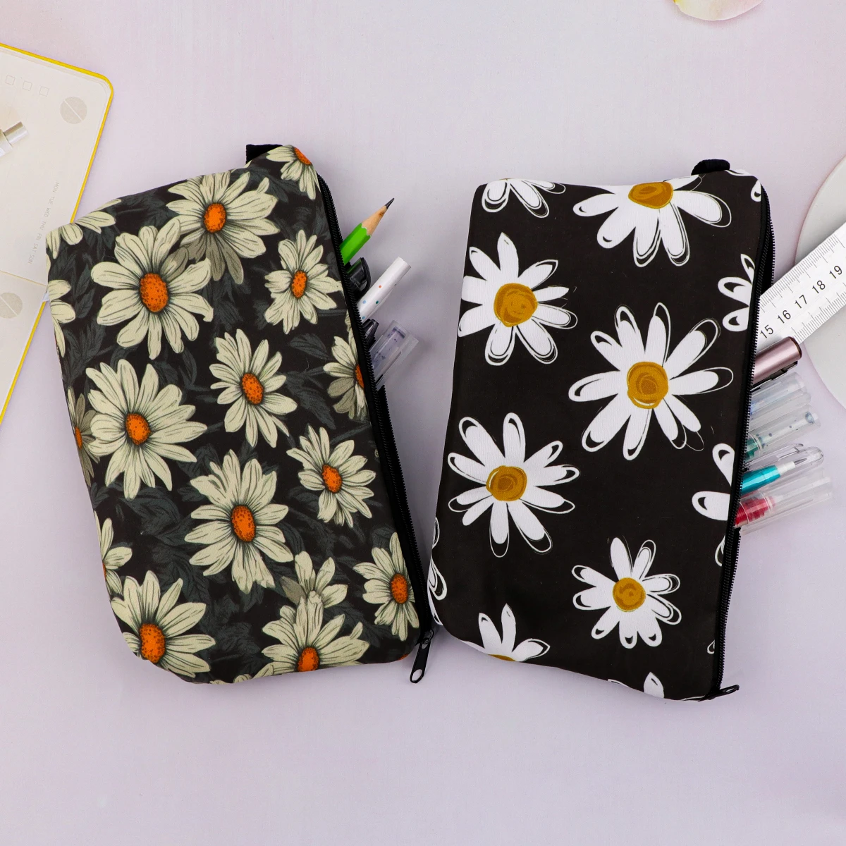

Сумка-карандаш Little Daisy, большая вместительная сумка для хранения карандашей с цветами, косметичка, органайзер для канцелярских принадлежностей, школьные принадлежности