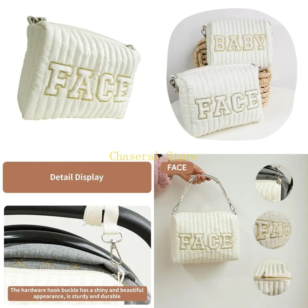 

E7CE Large Capacity Diaper Bag Multifunction Travel Bags Embroidered Letter Handbag