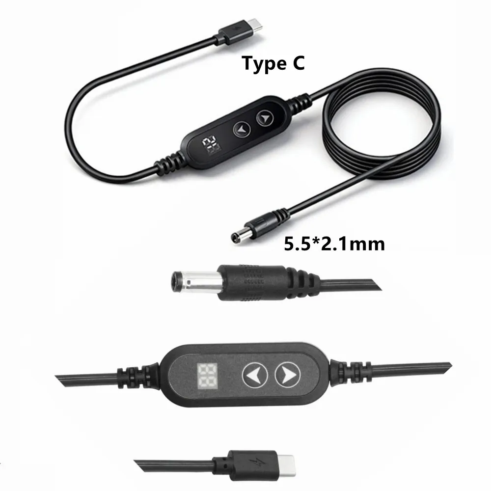 Type C To DC PD Adapter Cable With Adjustable Voltage 5V/9V/12V/15V/20V Power Boost Line USB C To DC Cable For Router Laptop