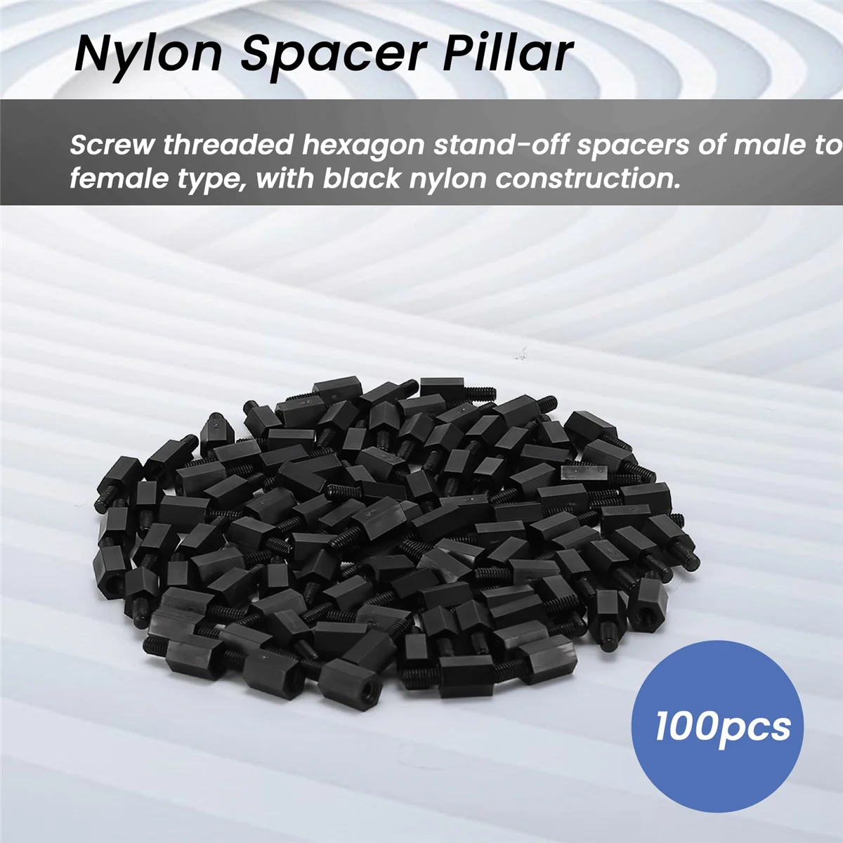 Pilastro distanziatore esagonale in nylon fisso da 100 pezzi con filettatura M3 8 mm + 6 mm PCB
