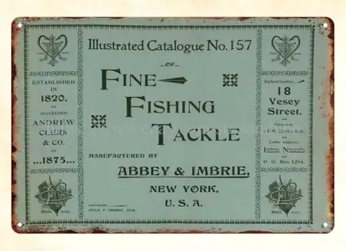 1898 Abbey Imbrie fishing Tackle Catalog Cover metal tin sign decorative wall