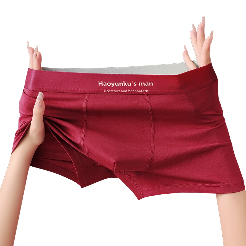 Red Men's Square Panties Breathable Boxers and Underpants Fashion Underwear Boxer Male Men Cotton Man Boxer Briefs Hot Set Gifts