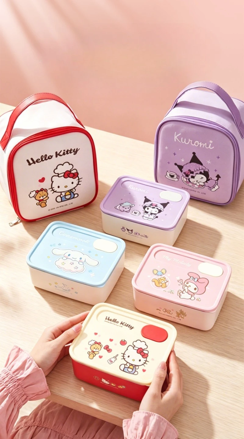 Japanese Sanrio Hello Kitty Stainless Steel Lunch Box Microwave Safe Cartoon Bento Container Gift Kawaii New Hot for You - view 4