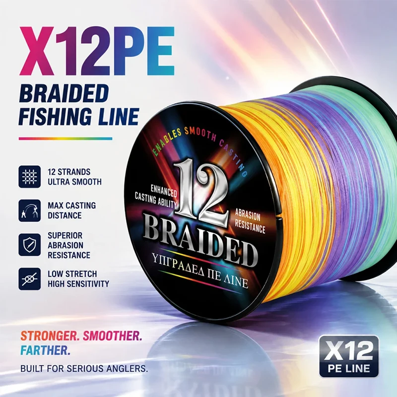 Neue X12 Geflochtene Angelschnur 300M/500M/1000M Multifilament Salzwasser PE-Schnur Karpfenschnur Superstarkes Zubehör – Detail 1