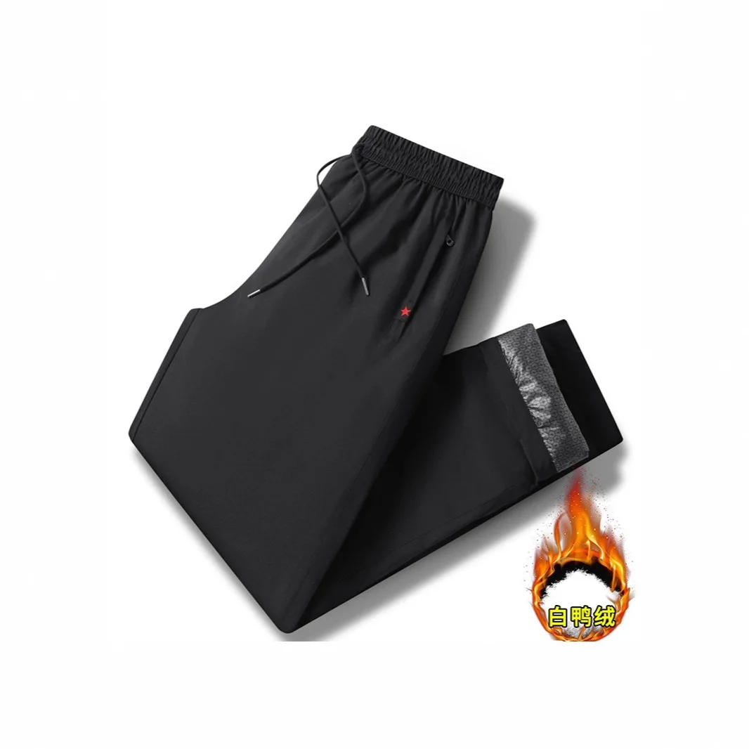 

Winter Warm Down Pants Men 90% White Duck Down Thickened Elastic Waist Straight Leg Down Trousers Джоггеры Мужские PT-563