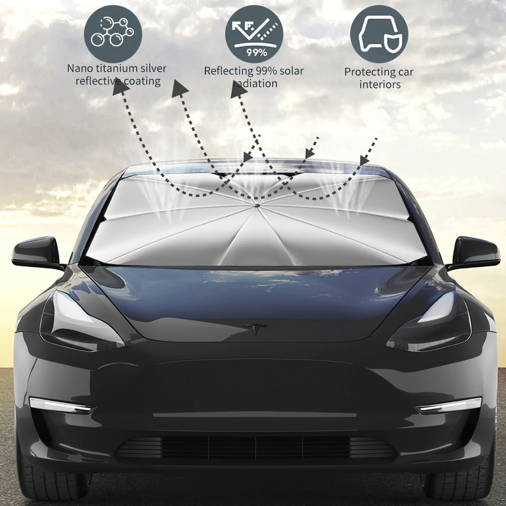 Guarda-sol dobrável para carro, guarda-sol dianteiro, pára-brisa, tipo guarda-chuva, Sun Shade, janela do carro, acessórios de proteção, 170T