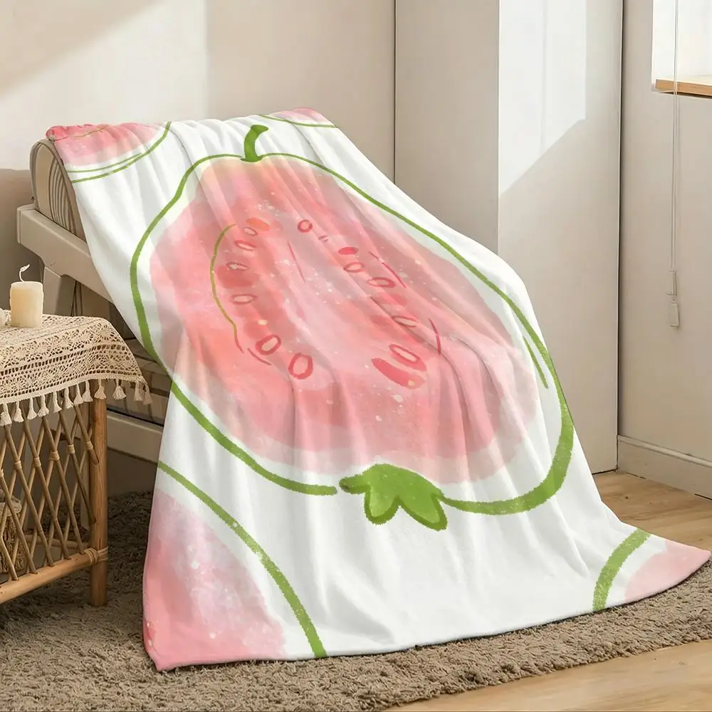 fruit cute Throw Lightweight 240g Flannel Blanket Soft Skin-friendly for Summer Cooling