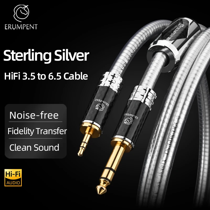 ERUMPENT 3.5mm to 6.35mm Adapter Aux Cable for Mixer Amplifier Hi-end Sterling Core 3.5 to 6.5  Gold Plated Plug Audio Cable