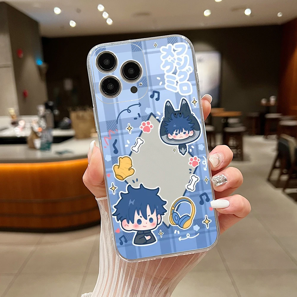 Jujutsu Kaisen Gojo Satoru جراب هاتف آيفون 17 16 15 14 13 12 11 15 Pro Max SE X XR XS Max 15 Plus أغطية شفافة Fundas