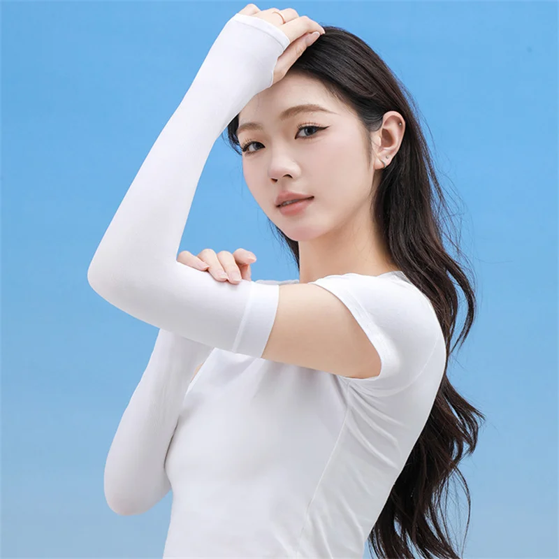 Sarung Tangan Tanpa Jari UV Solar Arm Sleeves untuk Wanita dan Pria, Sarung Tangan Bersepeda, Penutup Lengan Elastis Sutra Es Musim Panas, Pelindung Lengan Anti Sengatan Matahari untuk Mengemudi