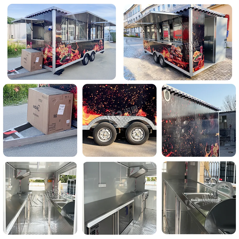 Rimorchio per alimenti per barbecue Carrello per alimenti standard americano completamente attrezzato Chiosco per pizza Rimorchio per catering Carrello per alimenti da cucina mobile