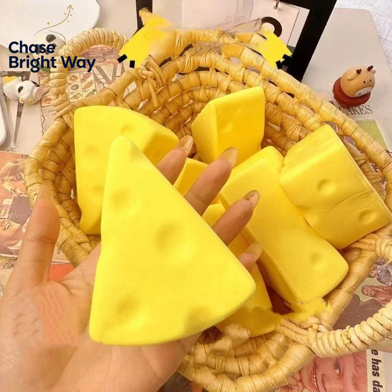 Simulated Triangular Cheese Squeeze Pinch Slow-rebound Soft And Relaxing Desk Stress-relief Pinch Cheese Desktop Decoration