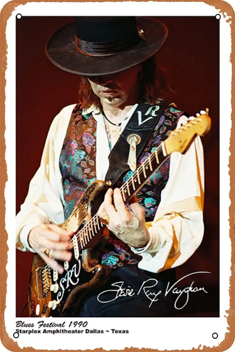 Stevie Ray Vaughan Poster Tin Sign Metal Signs Vintage Style Wall Decor Metal Poster 8x12 Inch