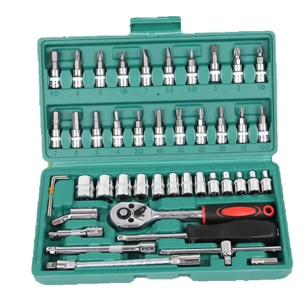 

46PCS/Set Car Repair Tool Kit Ratchet Torque Wrench Spanner Multifunctional Screwdriver Socket Combo Bicycles Cars Tools Kits