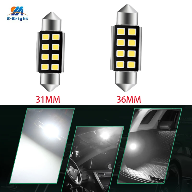 

1pcs Festoon Led Car Interior Lamp 2835 8SMD White Auto License Plate Door Backup Reading Lighting Bulb Reverse Parking Light