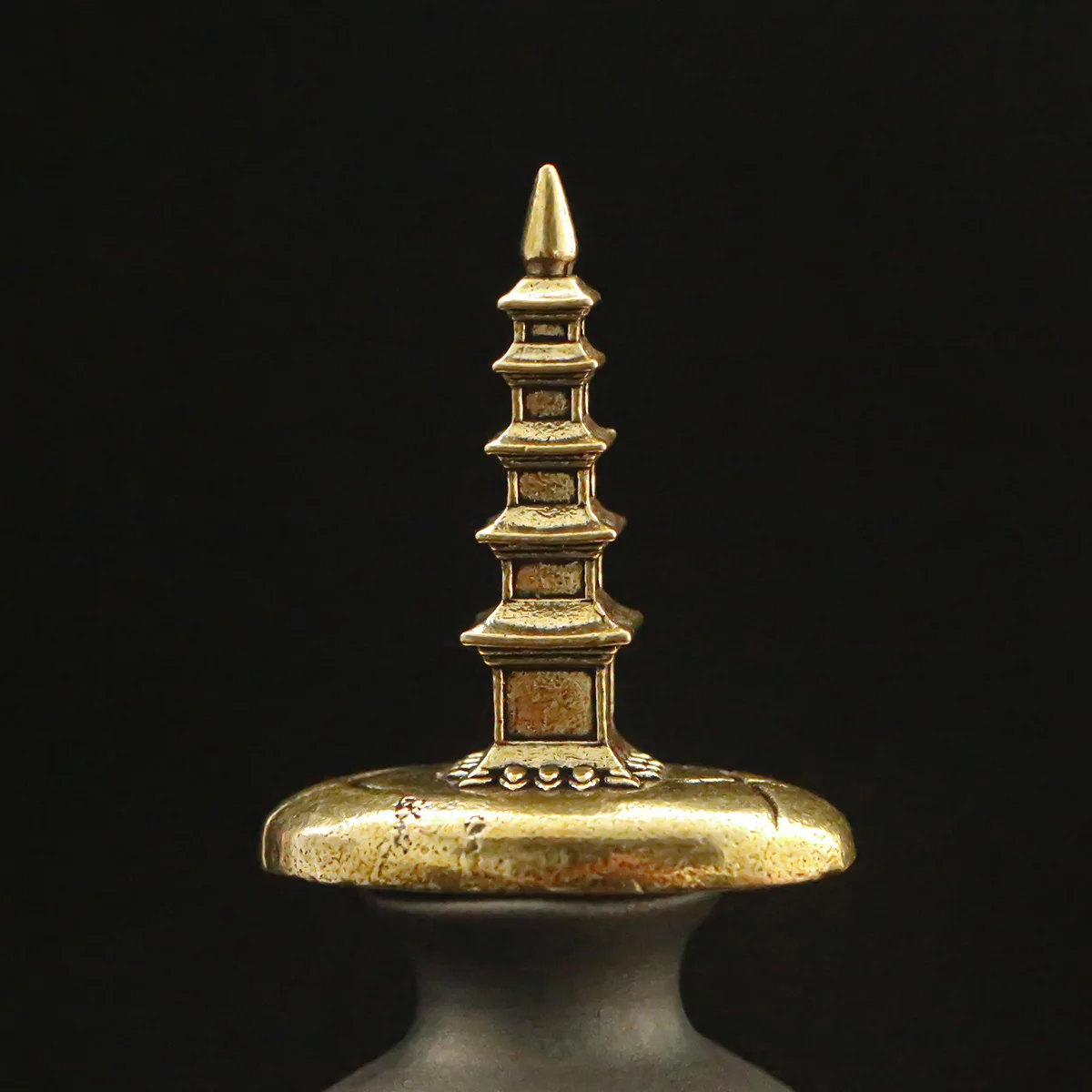 1 piece of solid brass retro five-story tower ornaments home desktop decoration small copperware Wenchang Tower
