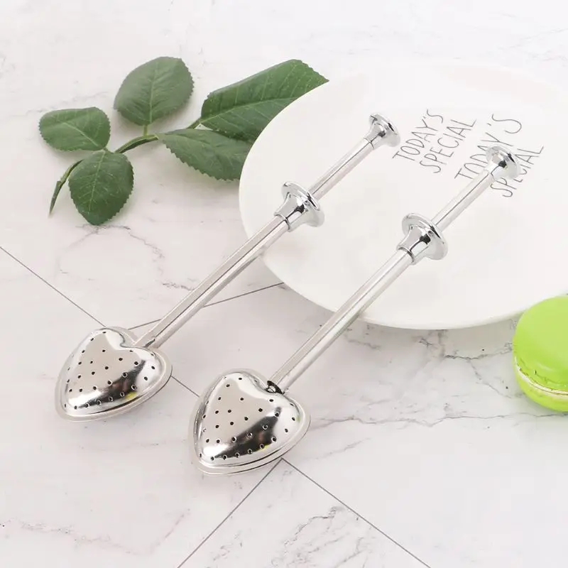 รูปหัวใจสแตนเลสชา Infuser ช้อนกรองกรองสมุนไพร Dropship