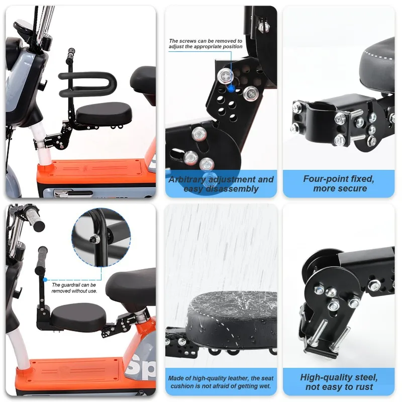 

B08B-Front Child Bike Seat For City Bicycles, Flexible Front Mounted Kids Bike Seat For Hybrid Cruiser Pedal Scooters