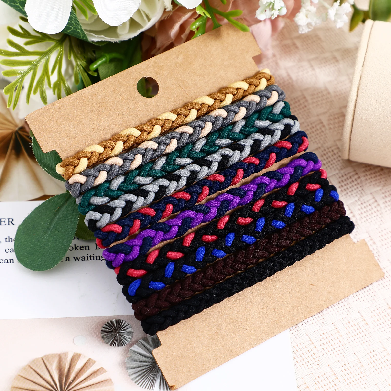 

10 Pcs Elastic Accessories Durable Nylon Variety Colors Hair Ponytail Holder Ties For Men Hair Styling Tools