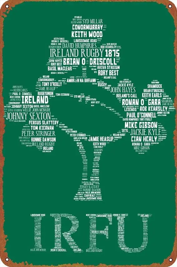 1p,Ireland Rugby Legends 2 Poster Signs ch Decor Funny Chic Art Wall Decort Home Yard Signs Bar Hotel Cafe Pub Indoor Outdoor re