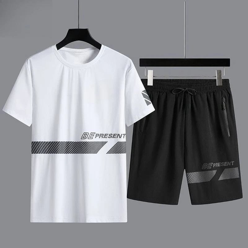 

Summer New Men's Sports Suit Fashionable Versatile Loose Casual Running Two-piece Set Pure Cotton