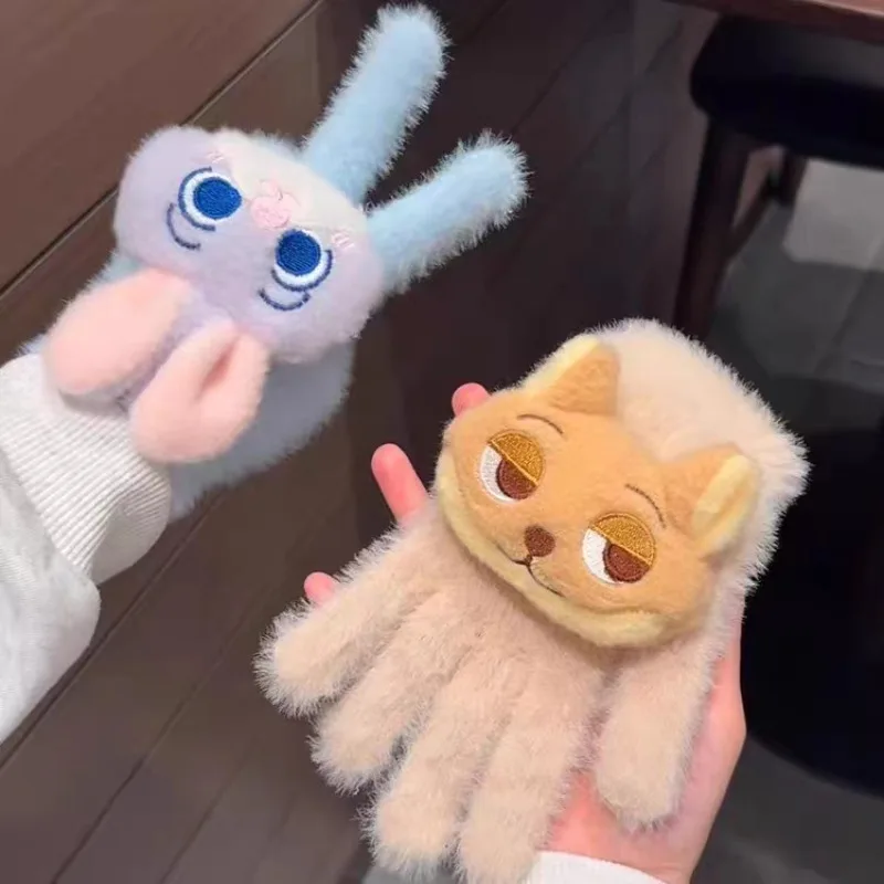 

Disney Zootopia Judy Plush Gloves Anime Winter Couples Warm Cold-proof Gloves Cartoon Outdoor Cycling Thickened Mittens Gifts