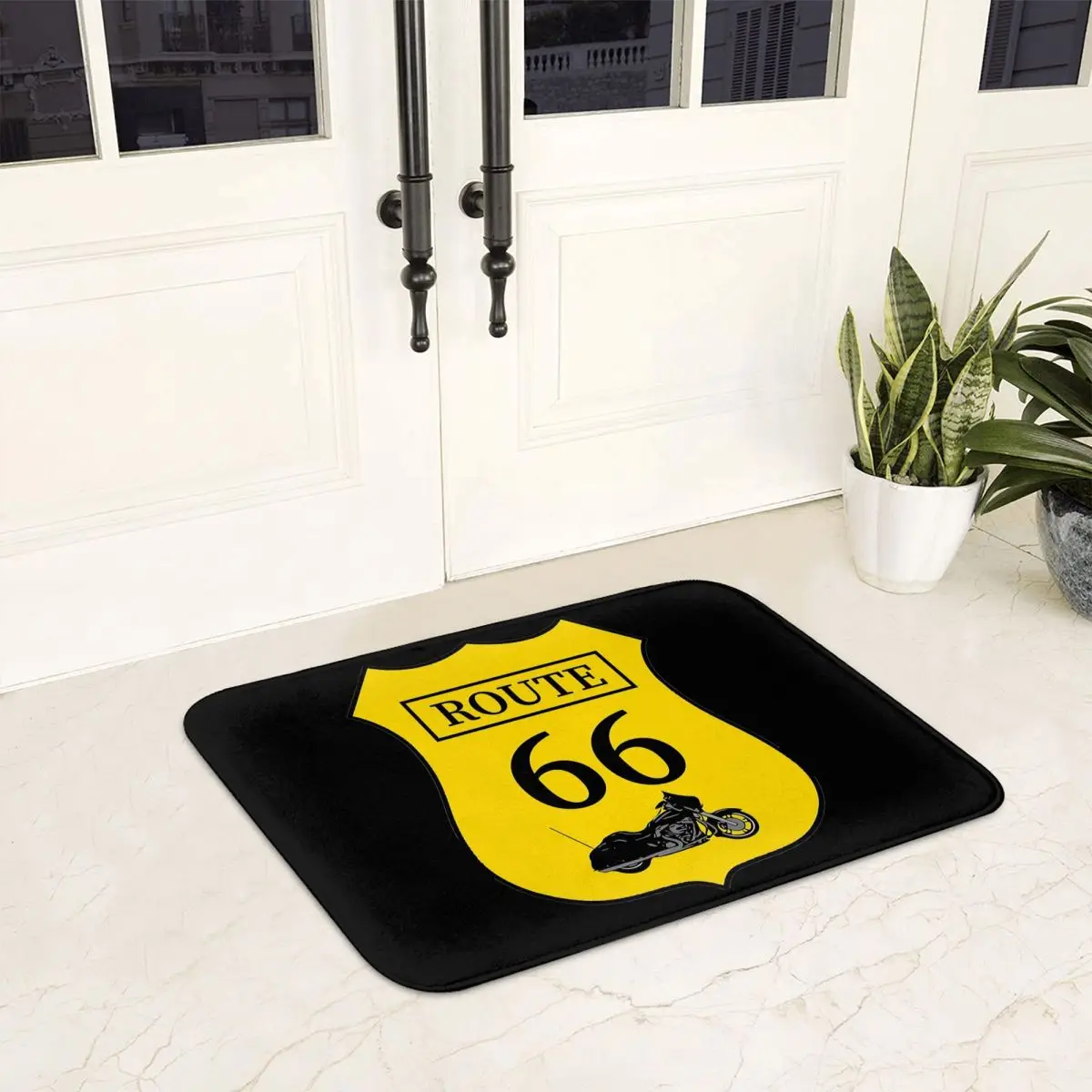 Biker Route 66 Mother Road American Doormat Anti-skid Bathroom Floor Mats Home Entrance Rugs Kitchen Living Room Carpet Footpad