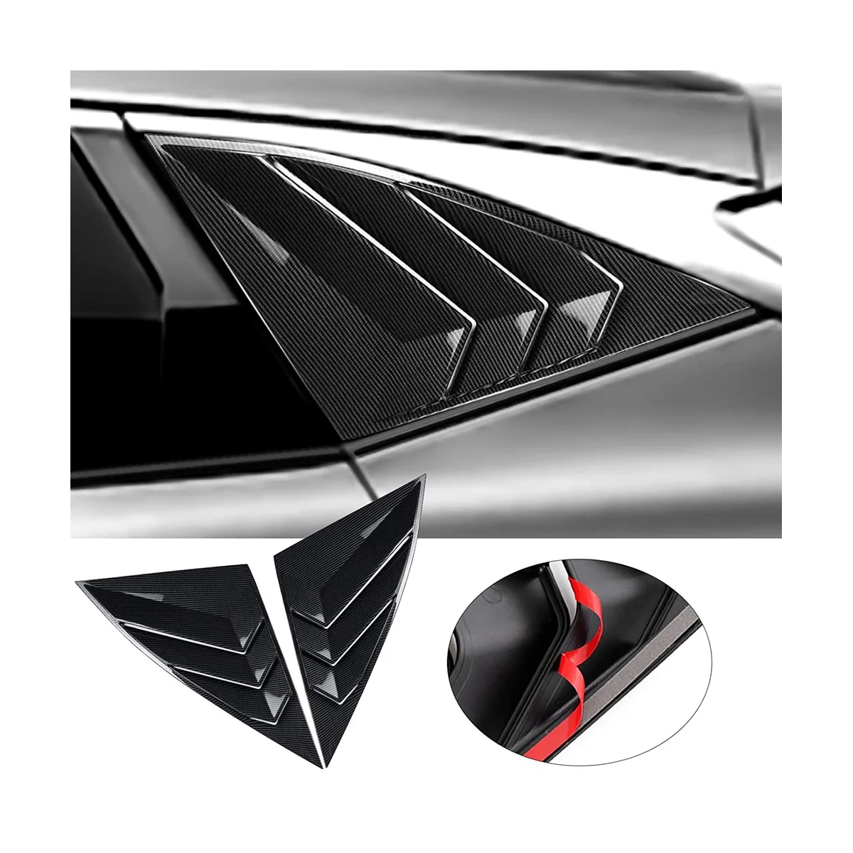 For 2021-2023 Rear Side Window Louvers Triangular Window Glass Blinds Accessories - ABS Carbon Fiber