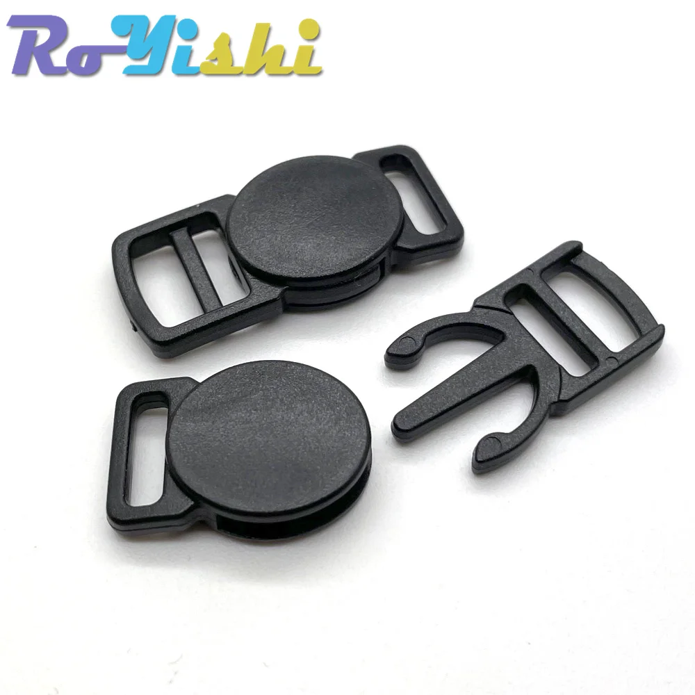 Black Release Buckles Round Plastic Safety Breakaway for Pets Collar Paracord Bracelet Webbing Bag Apparel Accessories